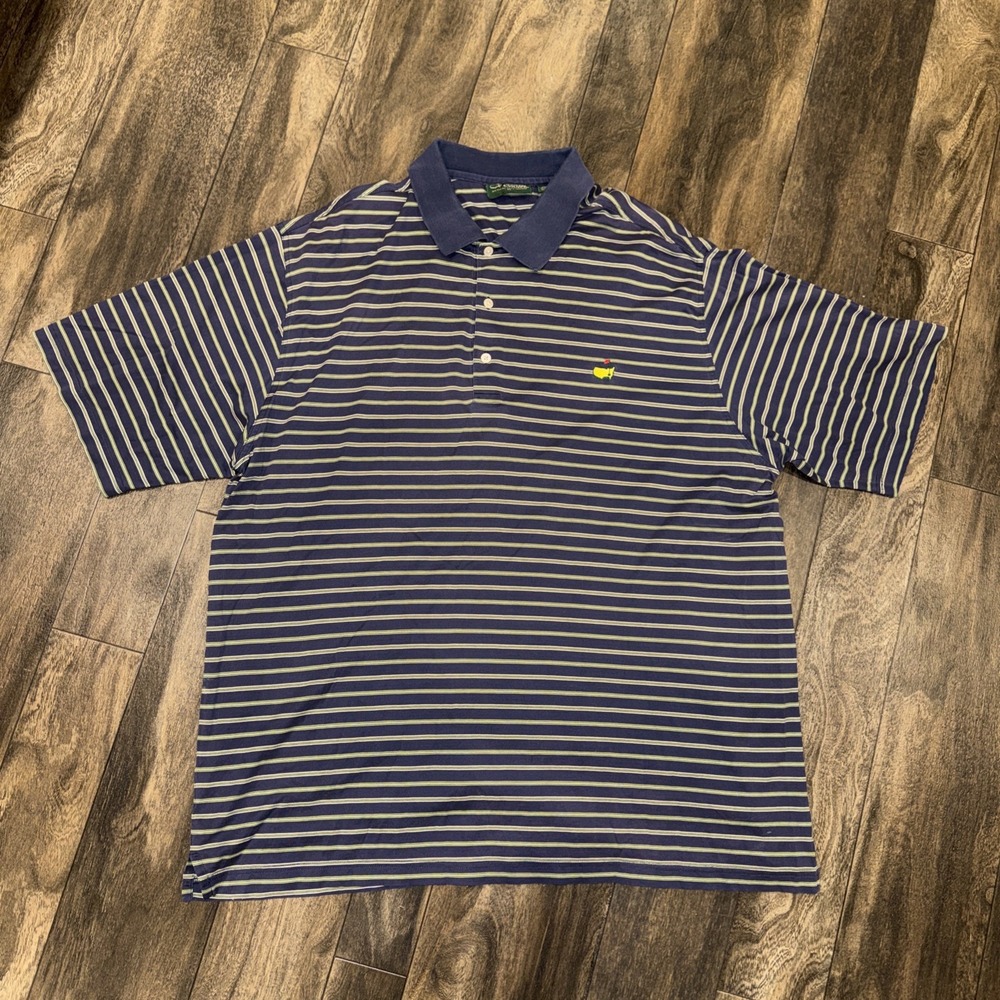 Masters Collection Golf Polo Shirt Navy‎ Striped Men's Size XL 100% Cotton